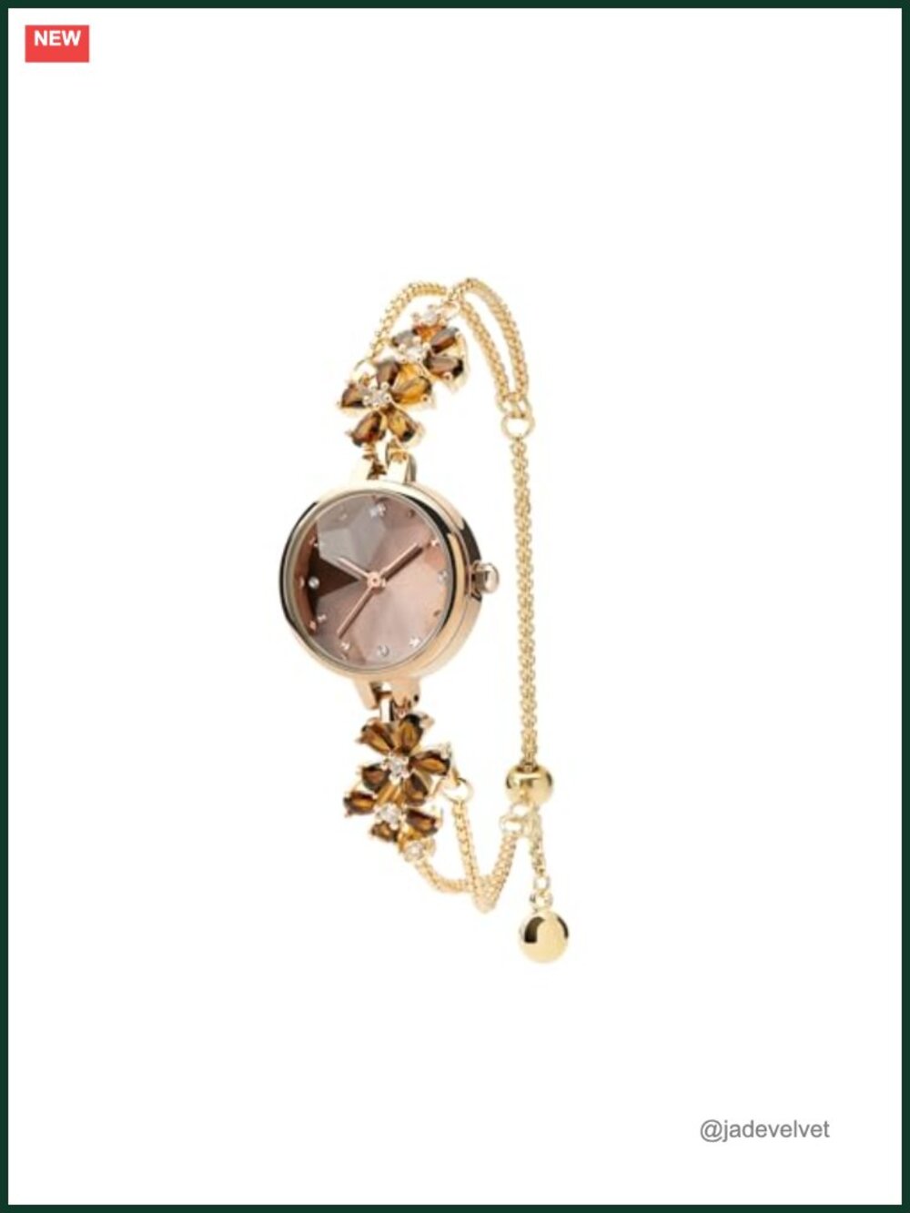 Women's Crystal Quartz Bracelet Watch Floral Dial Waterproof 29.5mm